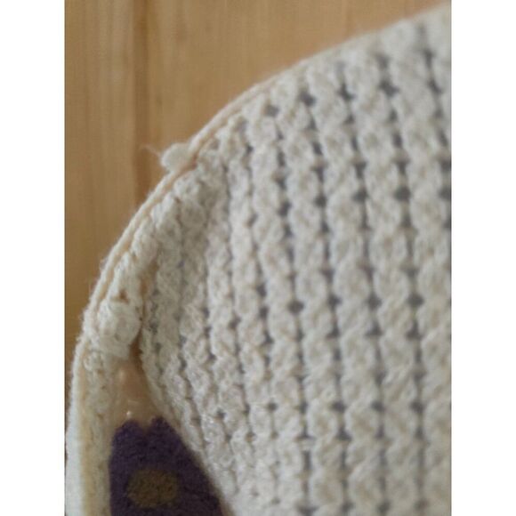 Crocheted Flower Pattern ButtonUp cropped Cardigan Sweater cottagecore fairycore - Picture 6 of 10